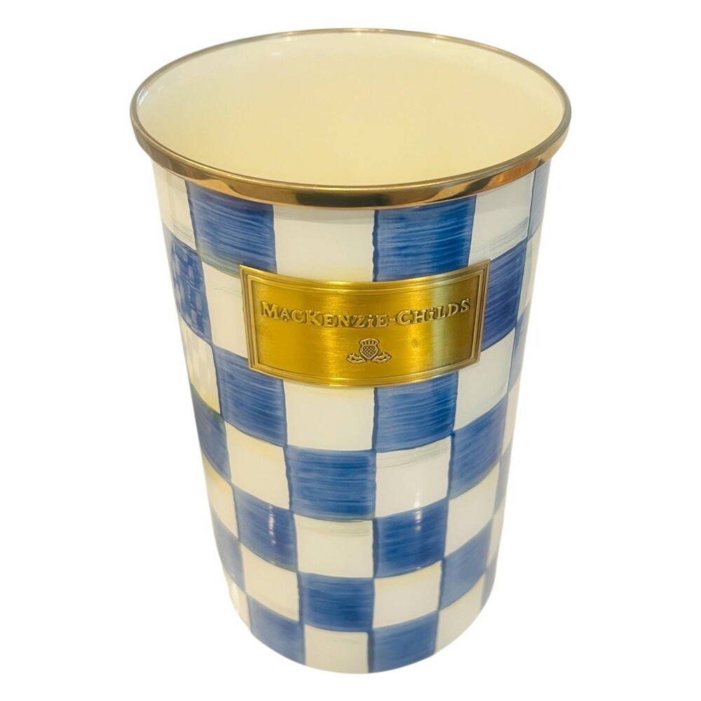 MACKENZIE-CHILDS Enamel Utensil Holder Royal Check - Picture 2 of 4